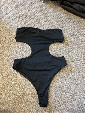 White fox black cut out bodysuit